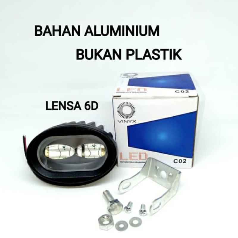 lampu led tembak sorot vinyx x2 20 watt 4d mobil motor 20watt ring putih kotak
