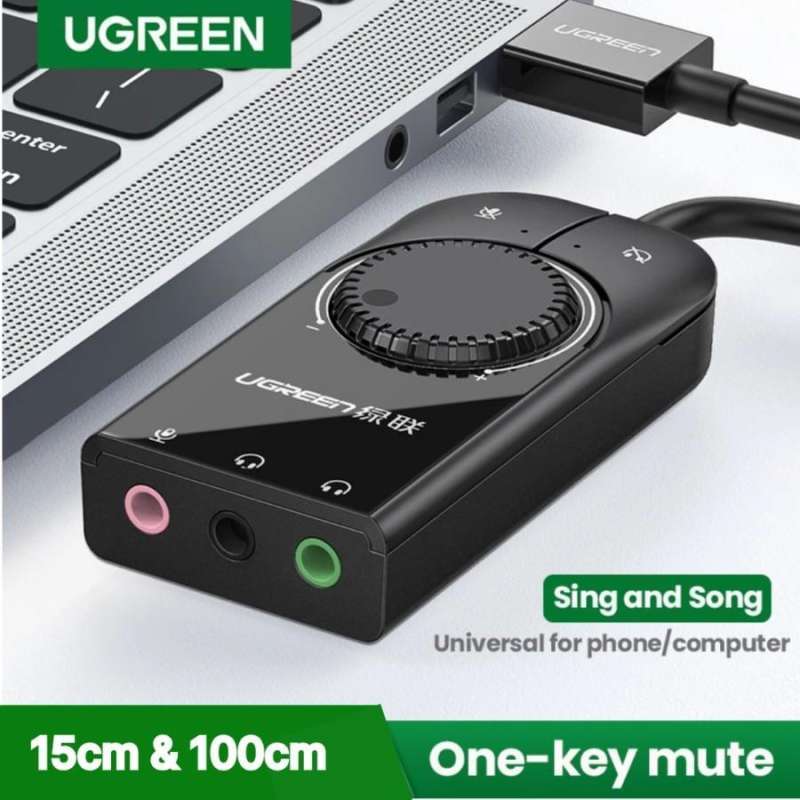 Jual UGREEN USB Audio Sound Card Adapter to Earphone Microphone
