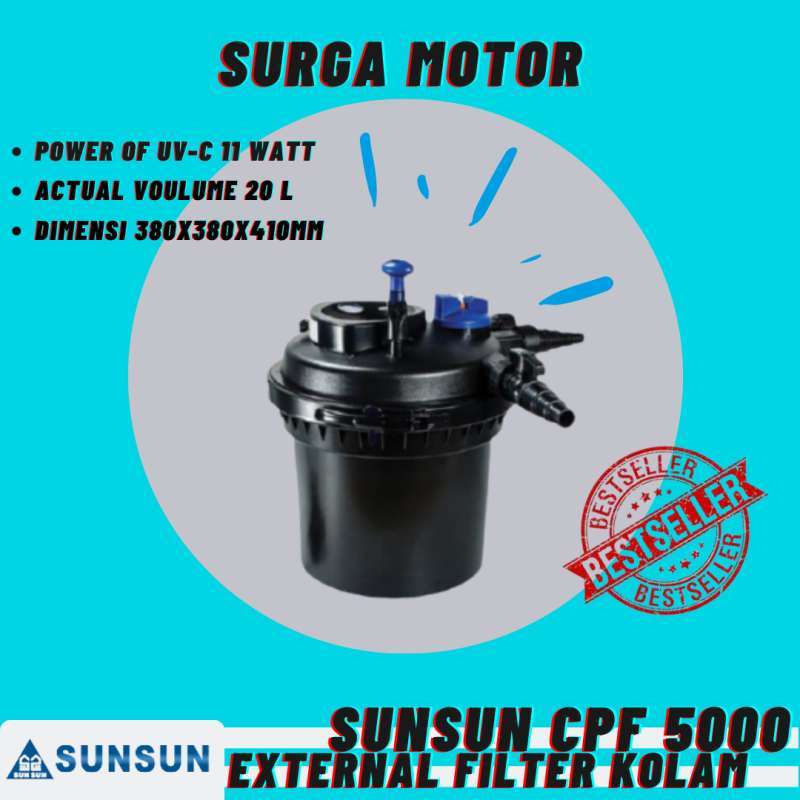 SunSun Komplettset Teichfilter CPF-5000 Mit UV-Klärer, Pumpe NEO3800 & Zubehör – Für Teiche Bis 8000 Liter