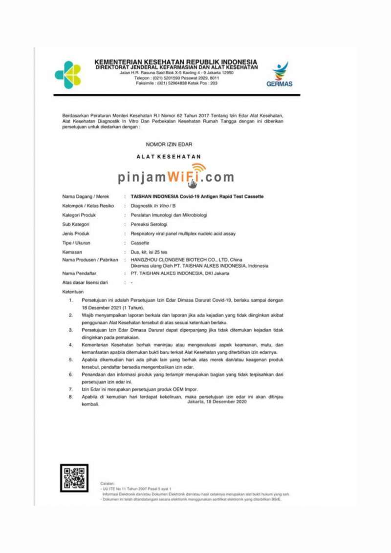 Jual Test Kit Antigen Mandiri Izin Kemenkes di Seller PINJAM WIFI