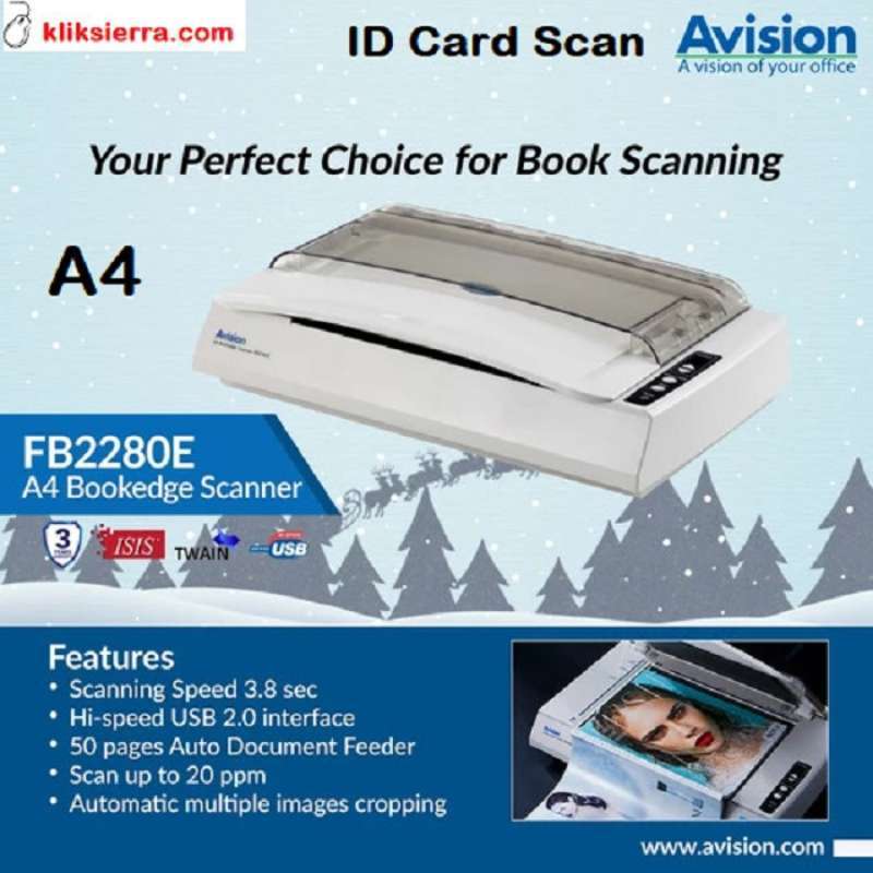 Jual AVISION FB2280E Bookedge Scanner Flatbed ID Card Scan FB2280 E di ...