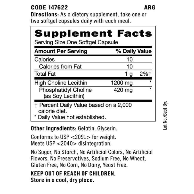 Jual Gnc Triple Lecithin 1200 Mg 180 Softgels (suplemen Terapi Fatty