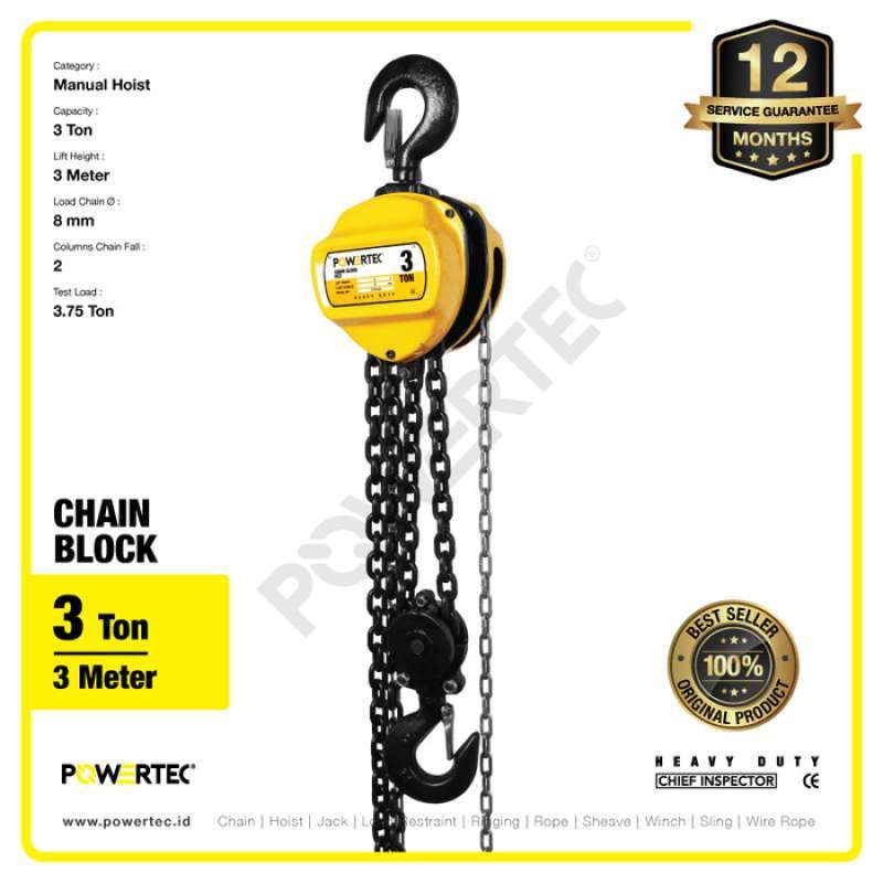 Jual Chain Block - Takel 3 Ton X 3 Meter Powertec Di Seller Powertec ...