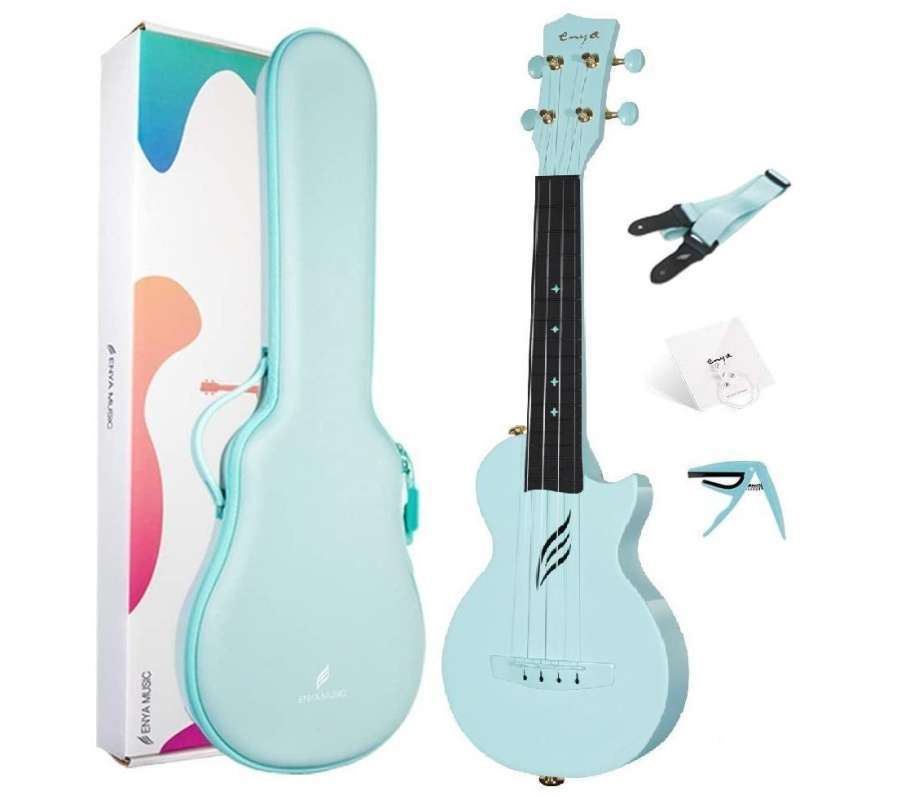 Jual Enya Nova UE Concert 23 Carbon Fiber Electric Ukulele Biru di