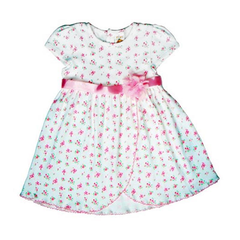 Jual Pleu Geber Bunga Kecil  Baju  Dress Bayi Perempuan  