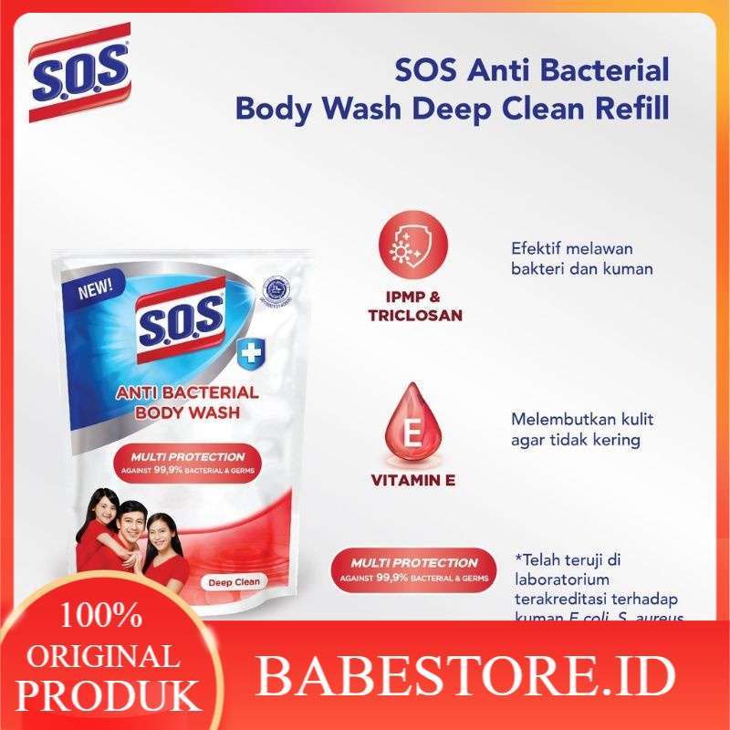 Jual S.o.s Anti Bacterial Body Wash Deep Clean 430ml Kemasan Reffil