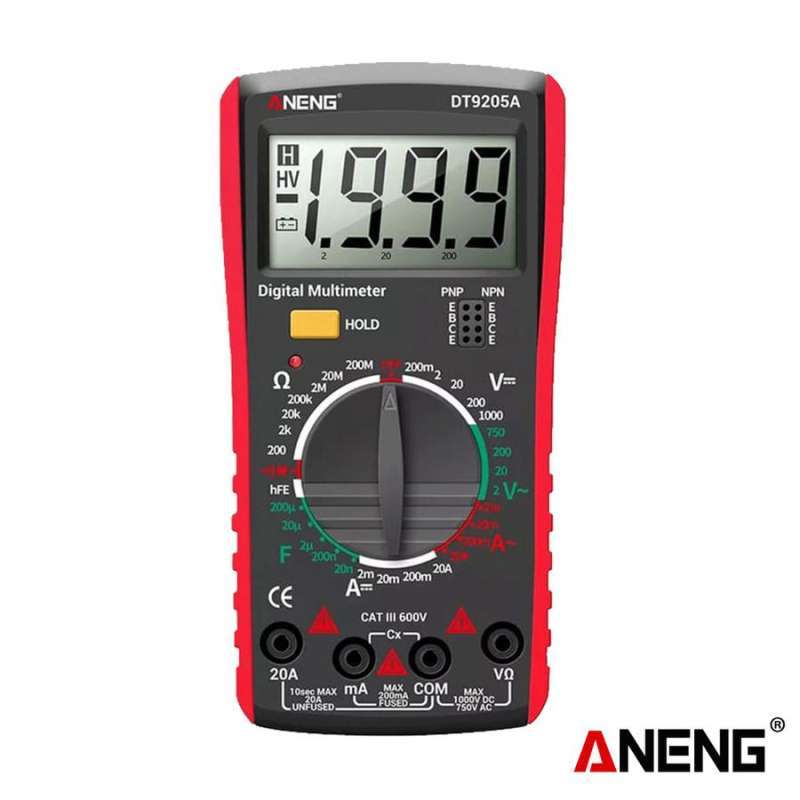 Jual Aneng DT9205A3 Digital Multimeter hFE Transistor Buzzer Original