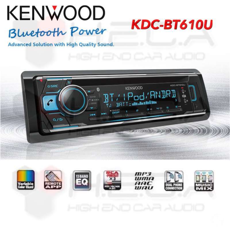 Jual Kenwood KDCBT610U Single Din Head Unit Tape Audio Mobil CD