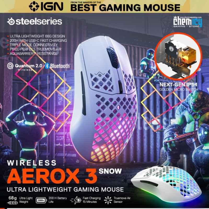 steelseries aerox 3 wireless rgb gaming mouse