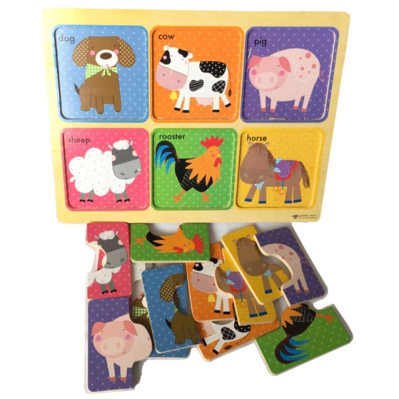 Jual Wooden puzzle animal - puzzle kayu tebal - mainan edukasi a   nak di