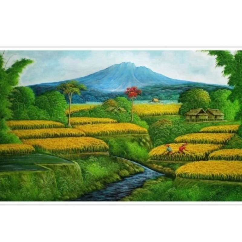 Lukisan Pemandangan Gunung Simple : Contoh lukisan gambar pemandangan ...