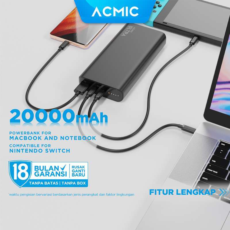 Acmic Promo ACMIC ULTRA 65W USB-C PD PowerBank for Laptop MacBook Nintendo ...