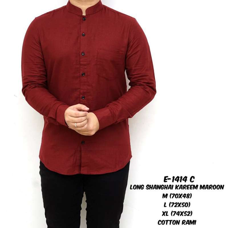 Jual Credomenstore Kemeja Pria Lengan Panjang Polos Kerah Shanghai