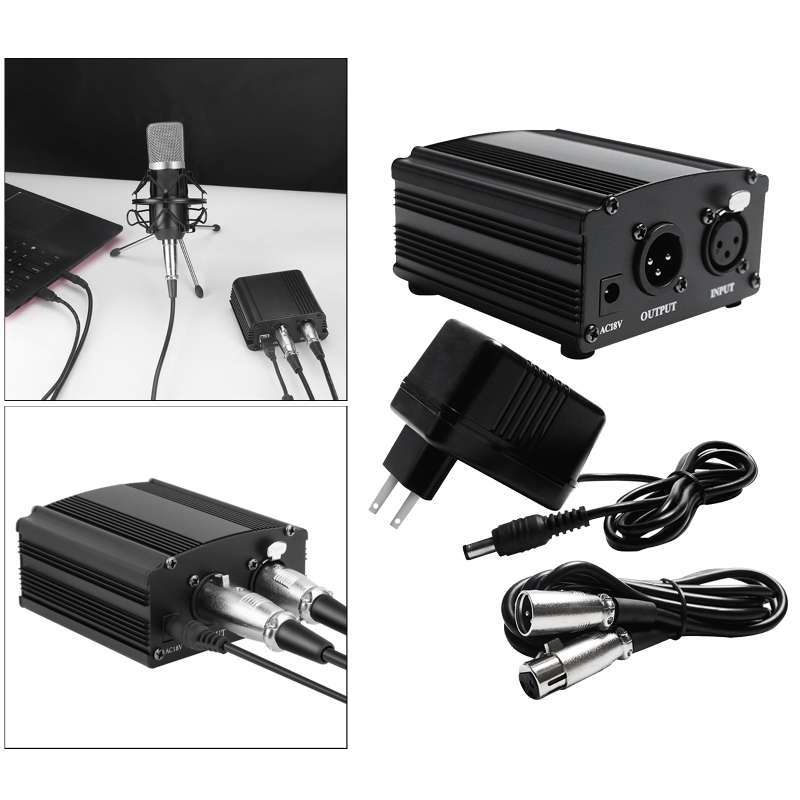 Promo 48V Phantom Power Supply and XLR 3 Pin Cable for Microphone Music