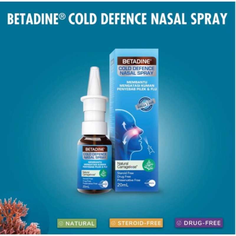 Jual BETADINE COLD DEFENSE NASAL SPRAY Adult 20ml & SORE THROAT SPRAY