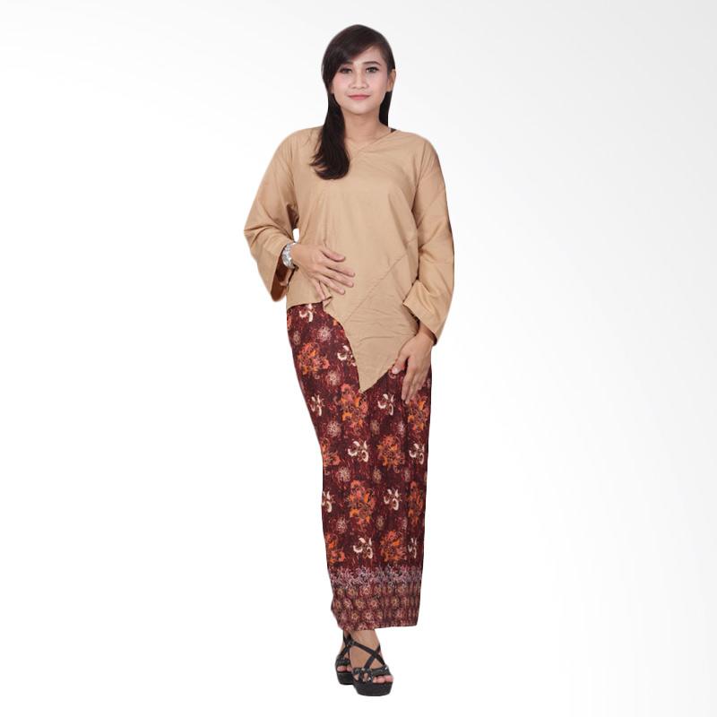 Jual Batik Putri Ayu Solo Katun D89 Dress Batik - Cokelat