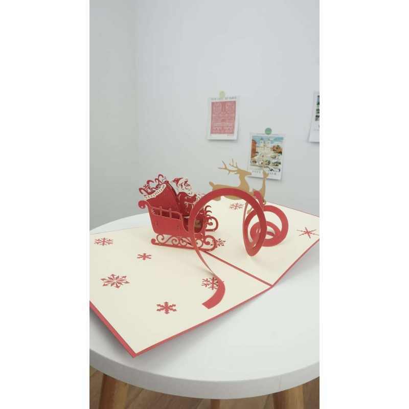 Jual Kartu Ucapan Natal Santa Ditarik Rusa Kereta Cart Card Greeting