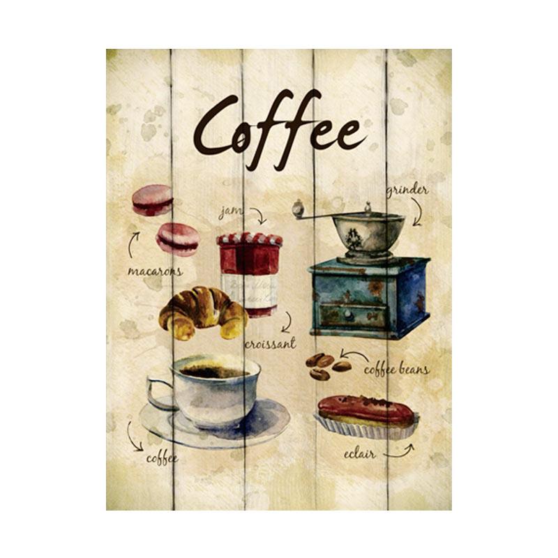 Jual Artistic 18 Coffee  Grunge Poster Kayu Solid Hiasan  