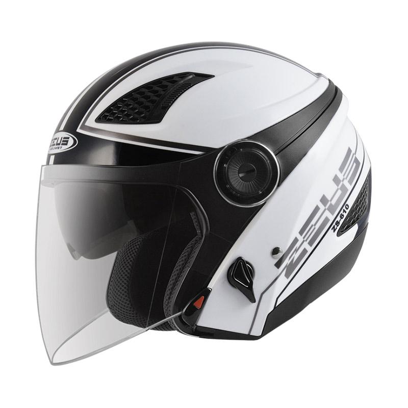 Jual Zeus ZS610 Motif OO17 Helm Half Face White Black di Seller Helm