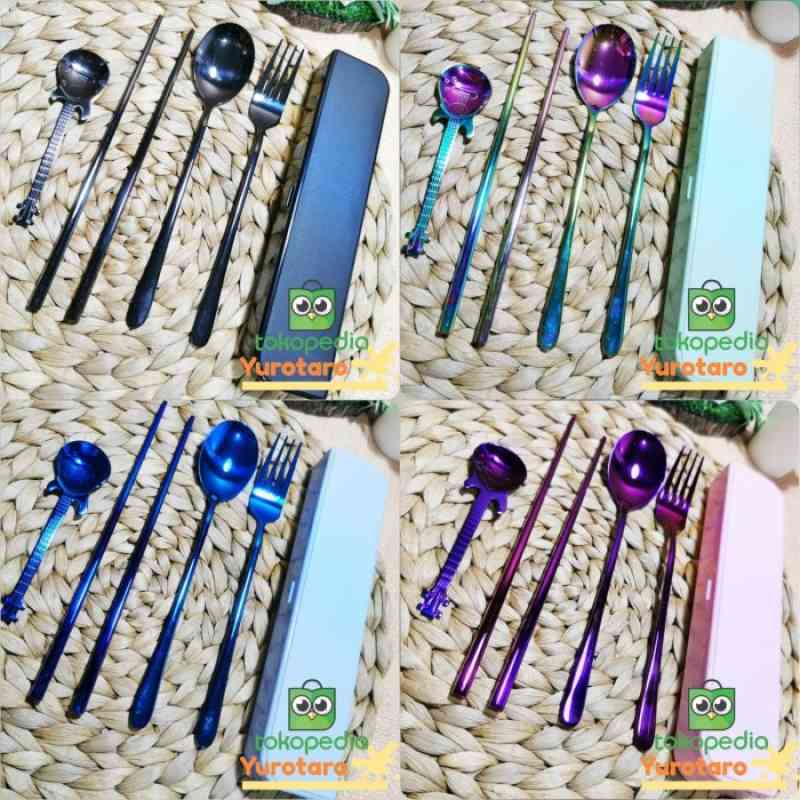 Jual ALAT MAKAN STAINLESS IMPORT SUJEO KOREA SET LENGKAP FREE POUCH