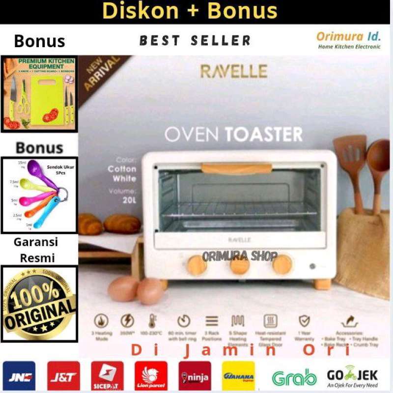 Jual Oven Listrik Toaster Ravelle 20L Cotton White - Korean Concept ...