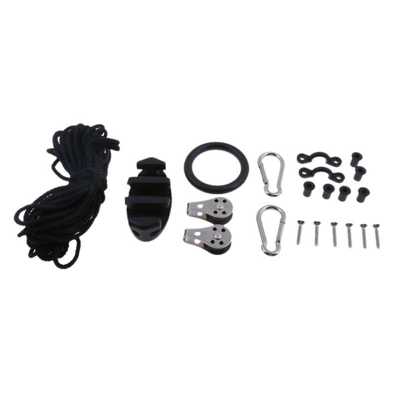 Promo Kayak Canoe Anchor Trolley Kit Rope,Cleat,Rigging Ring,Carabiner