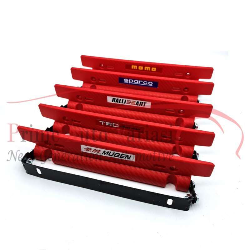 Jual Dudukan Plat Nomor Mobil Model JDM Karbon Adjustable MERAH di