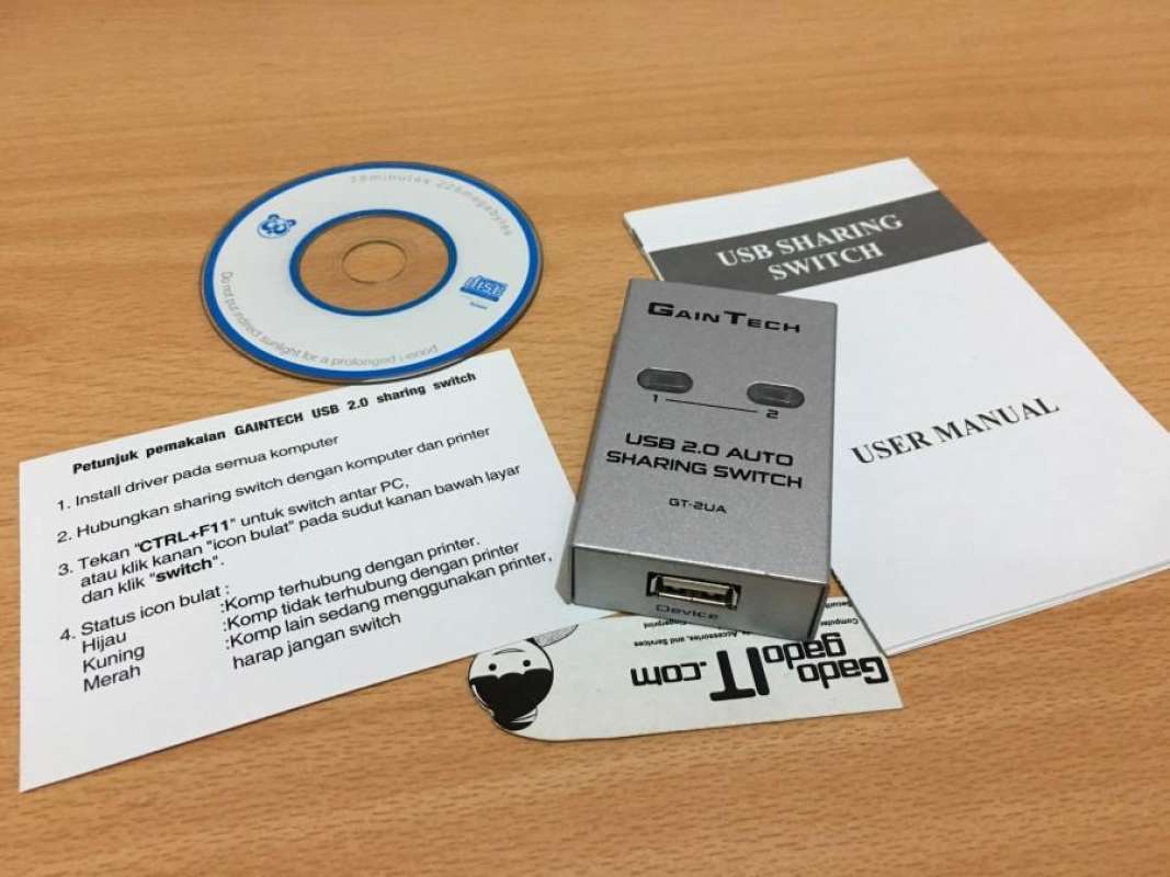 Jual Gaintech Usb Sharing Switch 2 Port Usb 2.0 Auto Switch Printer