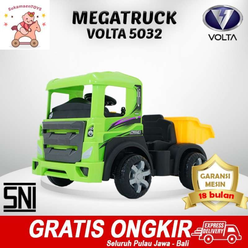 Jual MAINAN ANAK MOBIL AKI TRUCK PASIR Hijau - MEGA TRUCK VOLTA 5032 di