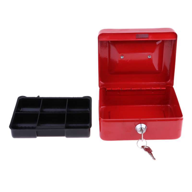 Promo Petty Cash Box Metal Security Money Safe Tray Holder Key Lockable