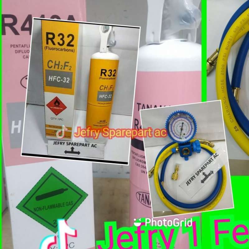 Promo Paket Freon R32Isi Freon Ac Single Manifold + Adaptor R32