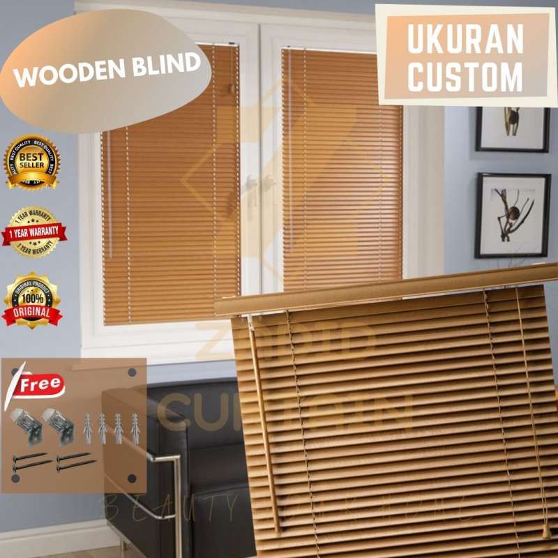 Jual Custom Kayu Wooden Blind Tirai Jendela Gulung Blinds Tirai Modern