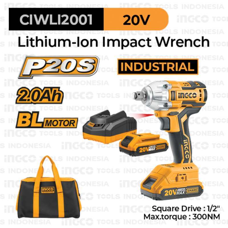 Jual P20S Brushless Impact Wrench (12) INGCO CIWLI2001 Mesin Sok Socket Soket Baut di Seller