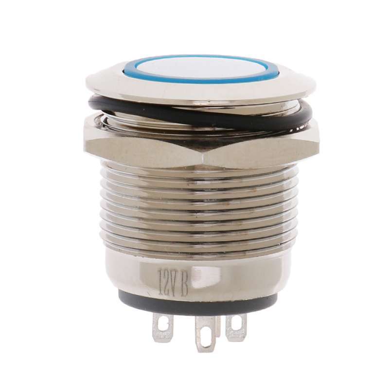 Promo Green LED 19mm 12V Metal Latching Push Button Switch Self