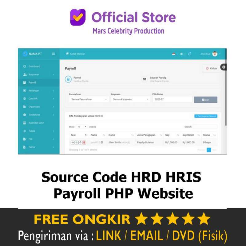 Jual Source Code Software HRD HRIS Payroll dan Penggajian Absensi Cuti ...