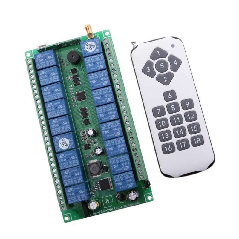 Promo DC 12V-24V 18 Way Light Lamp Motor Wireless Remote Control Relay ...