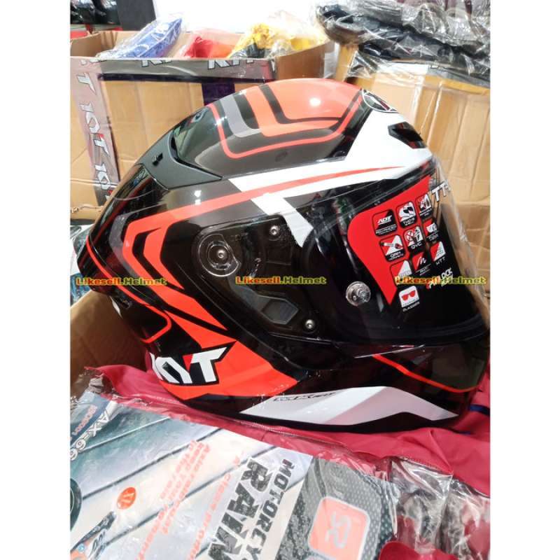 Jual Helm Kyt Tt Course Overtech Black Orange Full Face di Seller