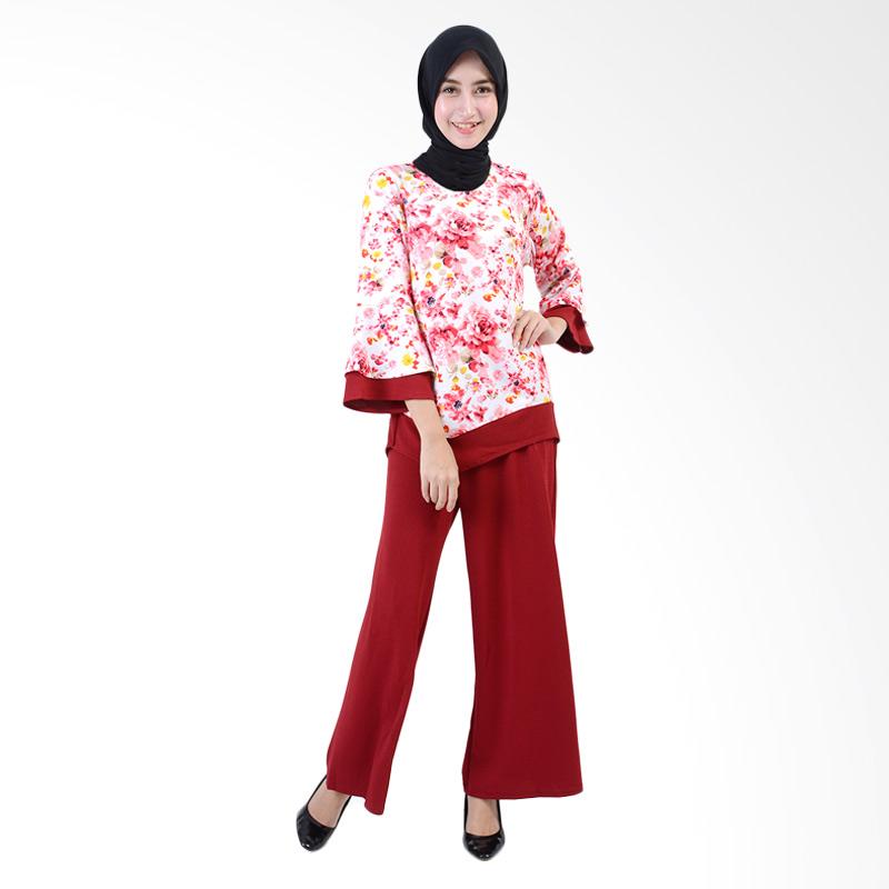 jual jfashion blouse bunga dan celana kulot setelan wanita fitri marun harga jual jfashion blouse bunga dan celana kulot setelan wanita fitri marun harga