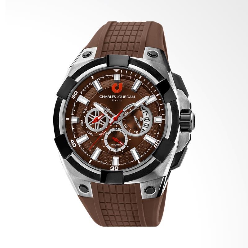 Promo Charles Jourdan Dual Time Jam Tangan Pria - Brown CJ1015-1342C di