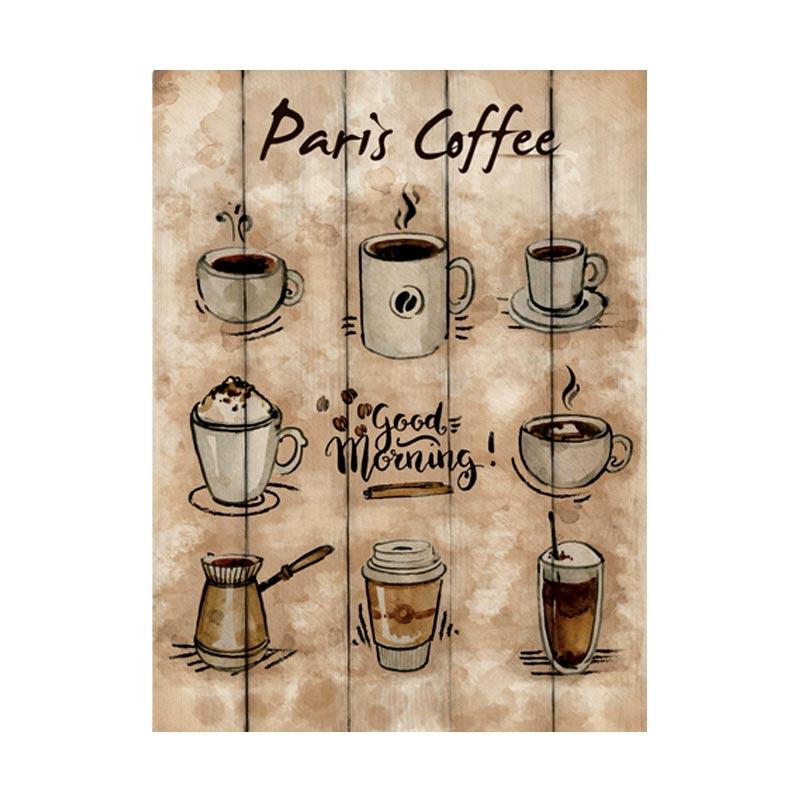 Jual Artistic 18 Coffee Paris Poster Kayu Solid Dekorasi 