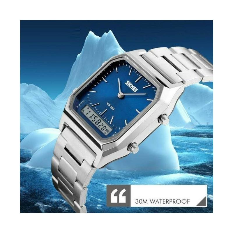 Jual Skmei Digital Analog Jam Tangan Pria - Silver Blue