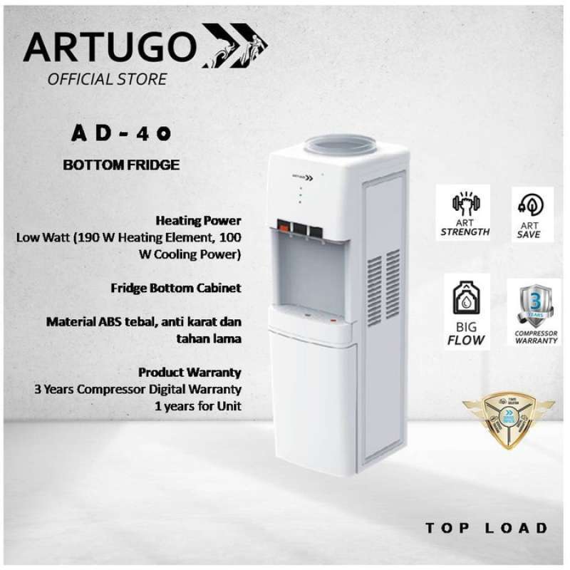 Jual PROMO TopLoad Water Dispenser ARTUGO AD 40 (Botton Fridge) di