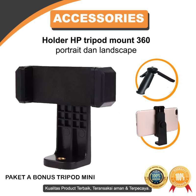 Jual Holder HP tripod mount 360 portrait dan landscape Rotary Switch di