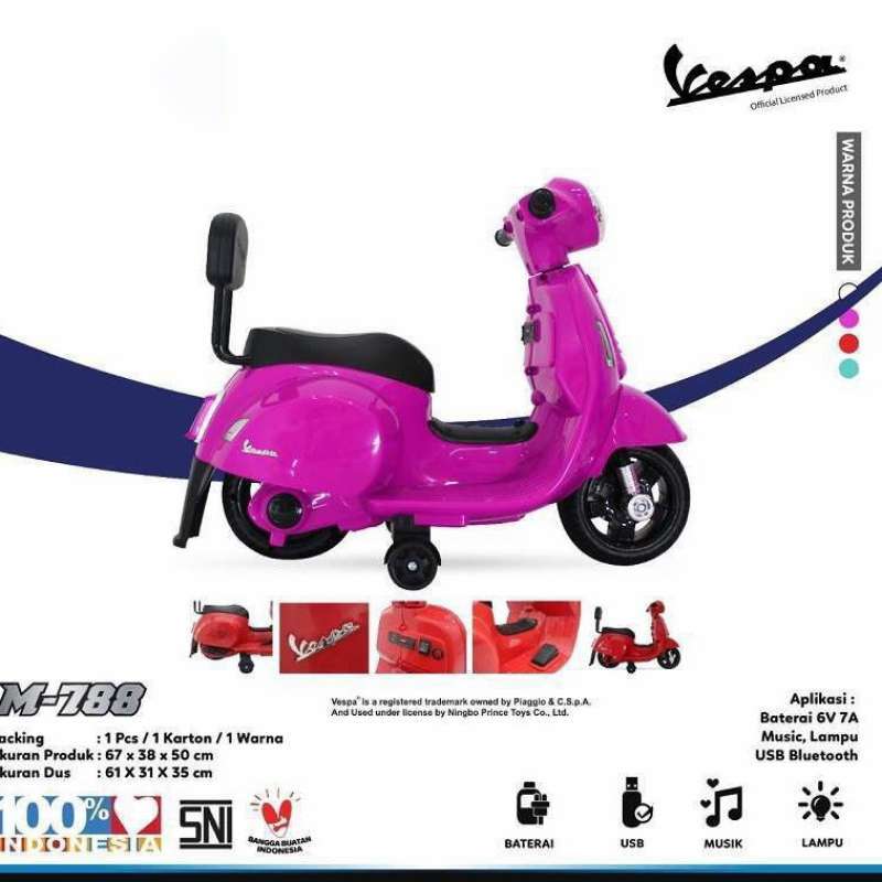 Jual Motor Aki Mainan Anak PMB TOYS M788 VESPA 6V , 7 Ah Gransi
