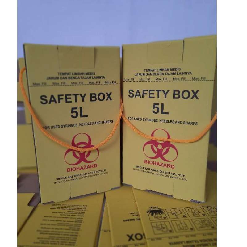 Jual Cuma hari ini,,, SAFETY BOX 5L / BIOHAZARD / TEMPAT LIMBAH JARUM