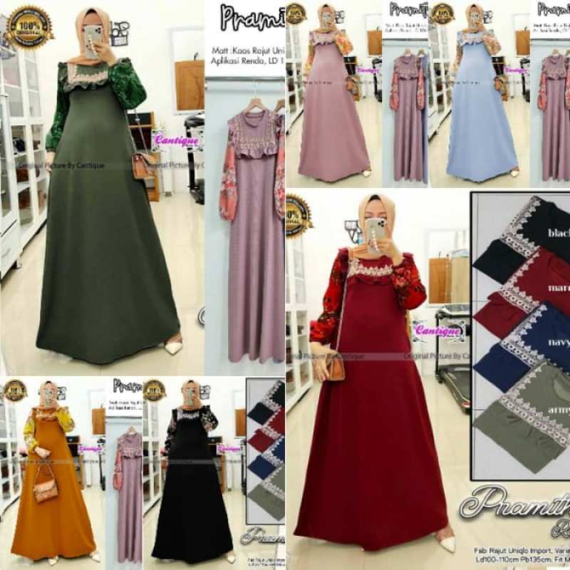 Promo Gamis Wanita Pramitha Kaos Rajut Kombi Wolfis