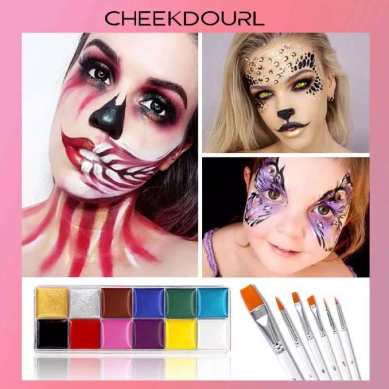 Jual CHEEKDOURL BODY FACE PAINTING 12 WARNA PALETTE UNTUK PESTA BODY