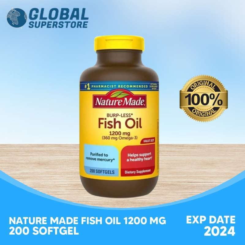 Jual Nature Made Fish Oil 1200 Mg Isi 200 Softgel Minyak Ikan Original