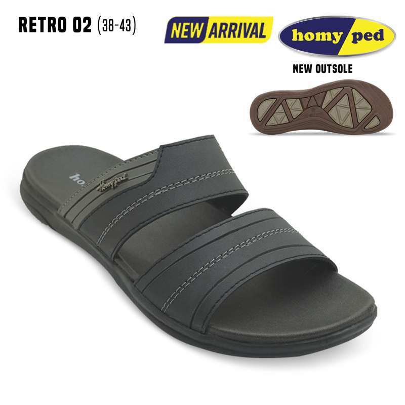 Jual MAPAN - homyped - Sandal Pria Dewasa Retro 02 - Hitam - Ukuran 39