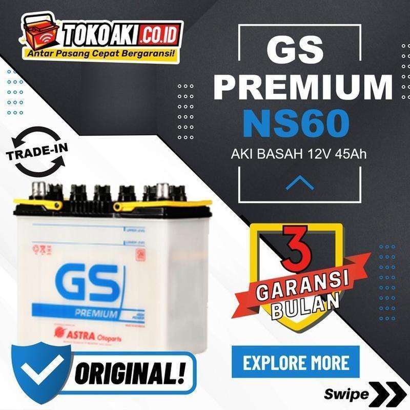 Jual Aki Terios & Rush - GS Astra Premium NS60 / 46B24R - 12V 45Ah di